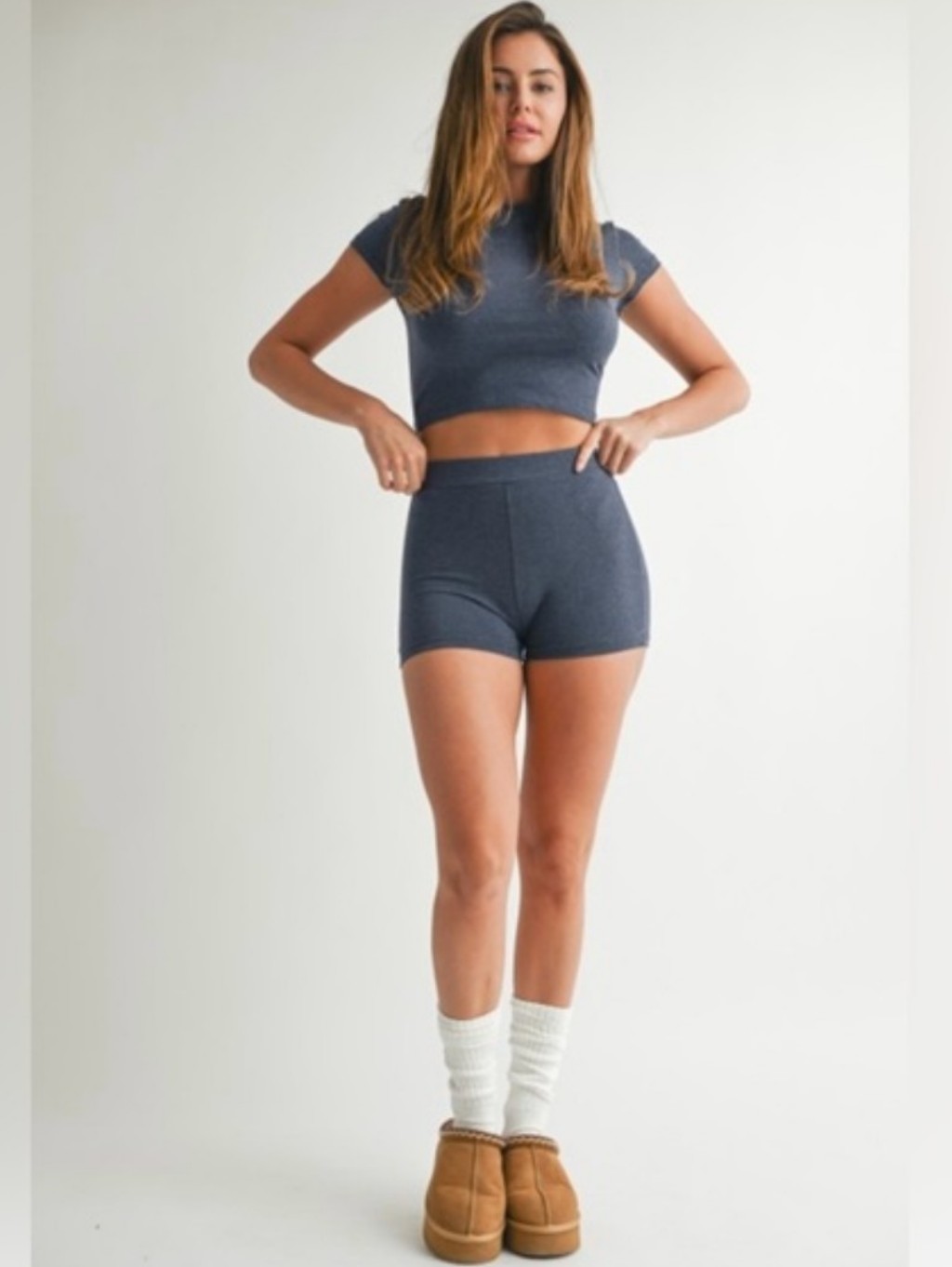 Gray 2 Piece High Waist Set